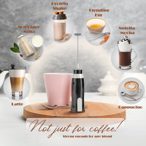 Professional-quality foam produced by the K-Brands frother in a cafe setting