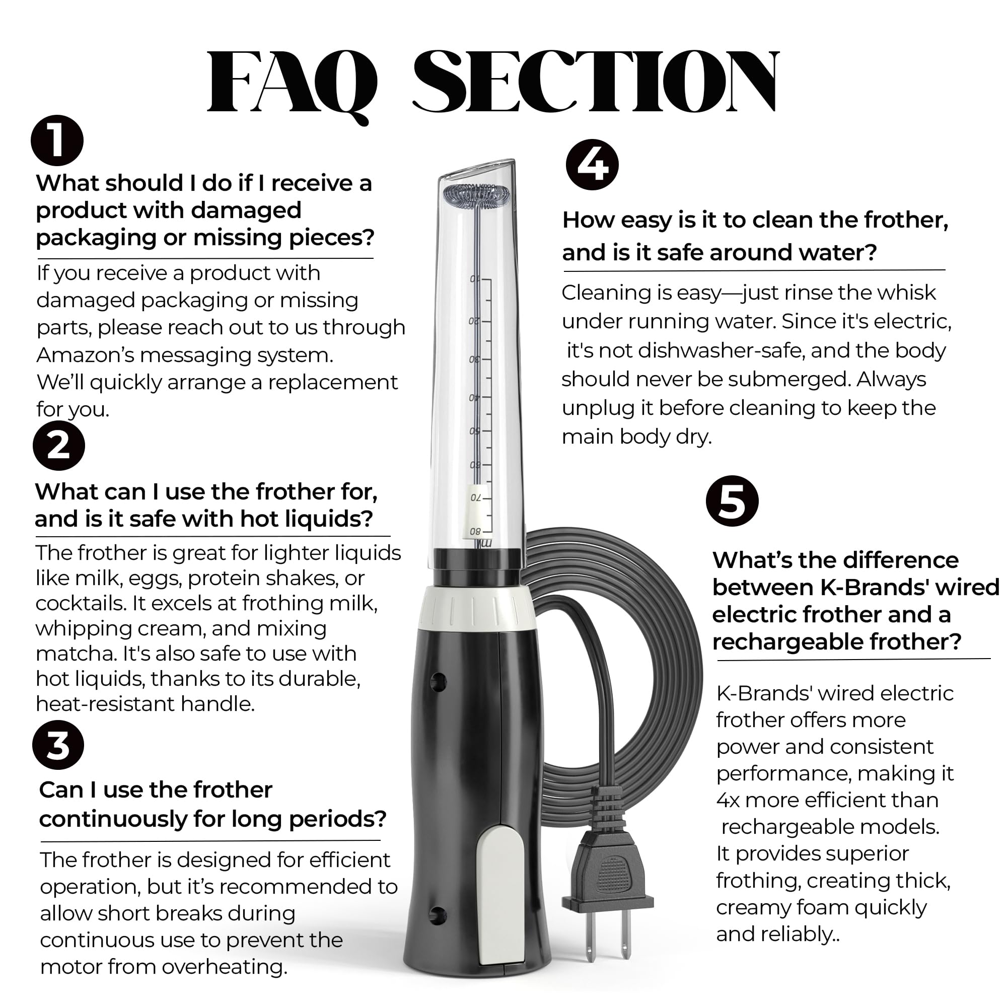 Close-up of stainless steel frother body highlighting durability