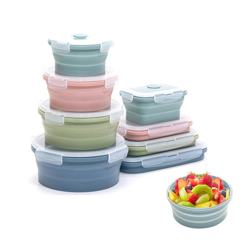 K HOME VT indigo collapsible container folded flat for compact pantry storage.