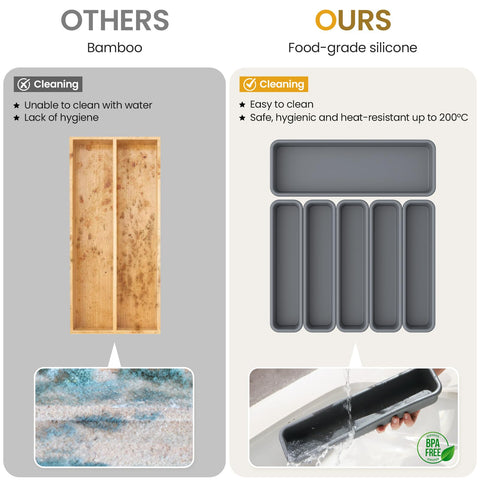 K KORKUAN silicone drawer organizer open-structure promotes ventilation and quick drying
