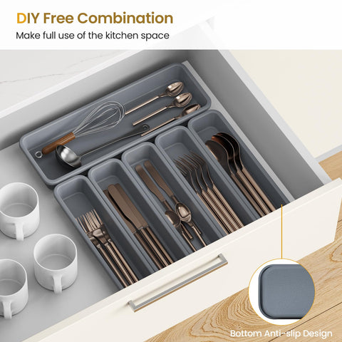 K KORKUAN silicone drawer organizer large compartment fits bigger utensils