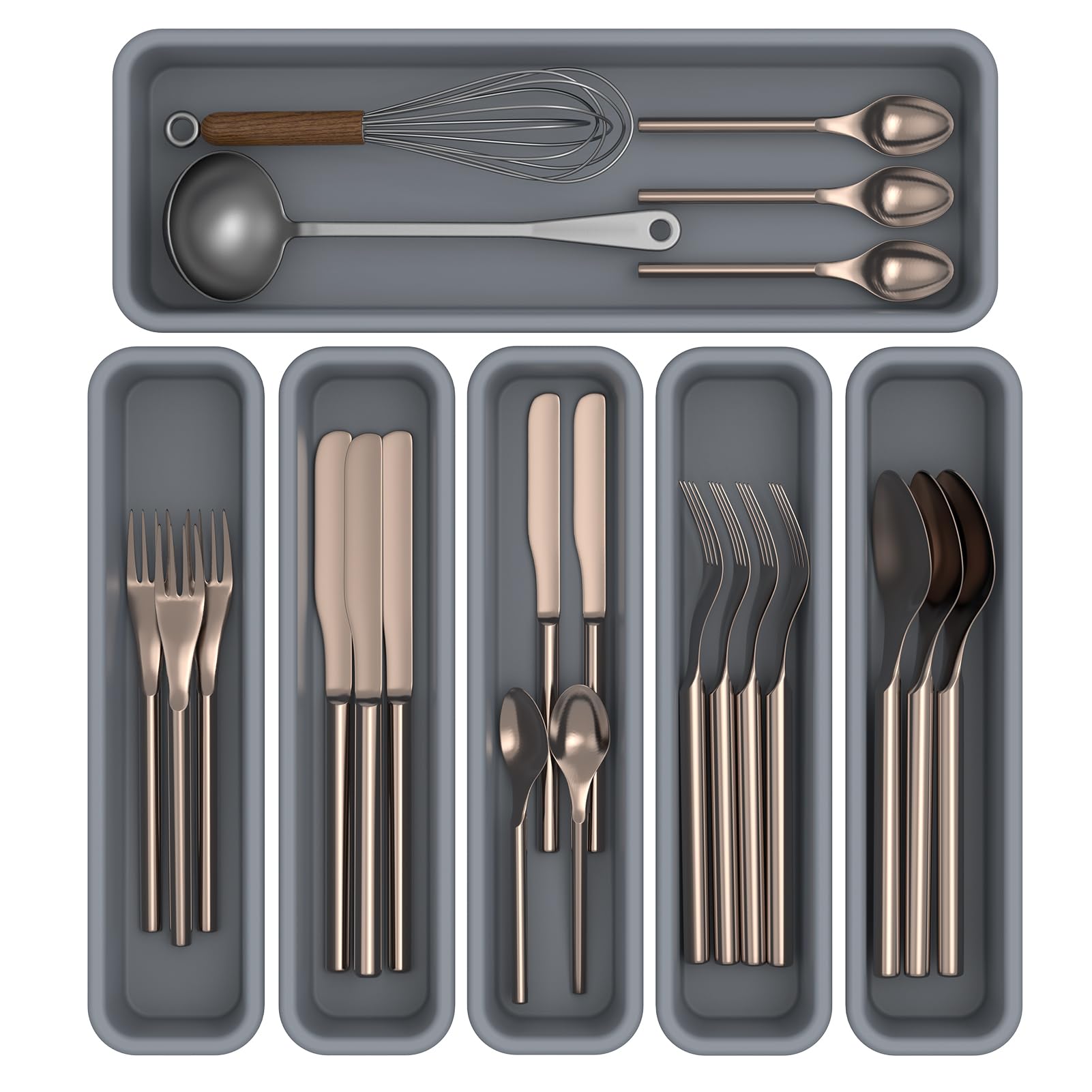 K KORKUAN six-pack silicone drawer organizer setup improves kitchen organization and access