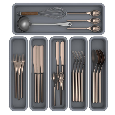 K KORKUAN six-pack silicone drawer organizer setup improves kitchen organization and access