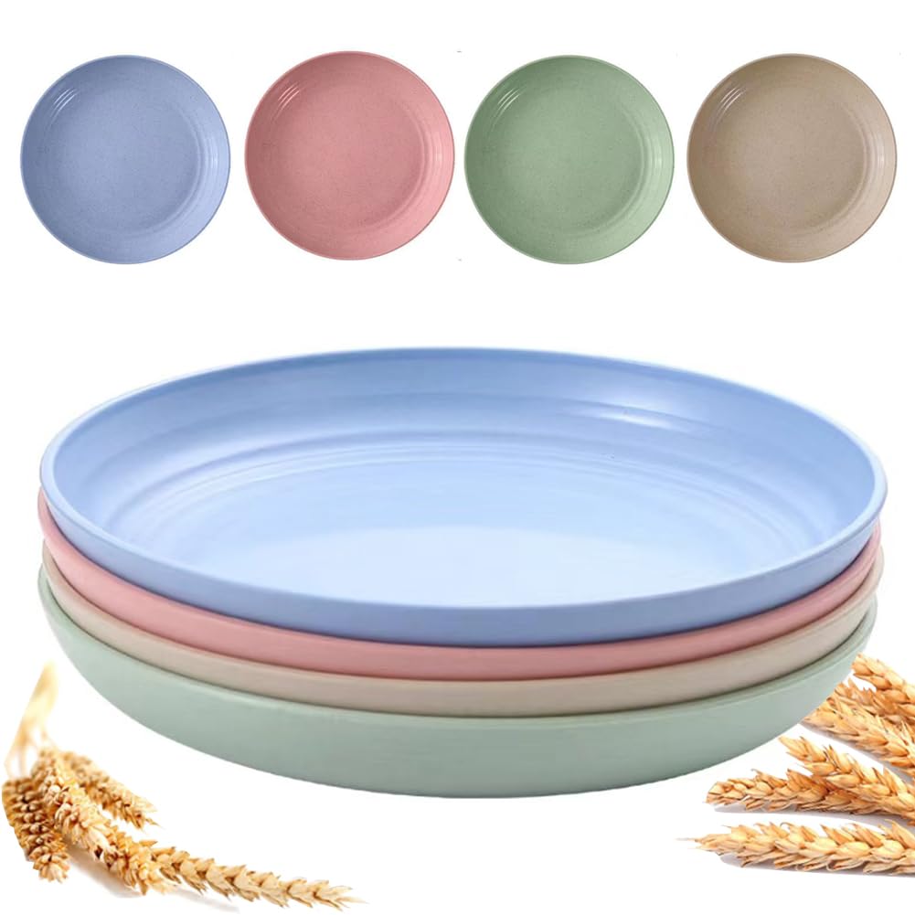 K Y KANGYUN 9in green plate, unbreakable wheat straw, ideal for kids' meals