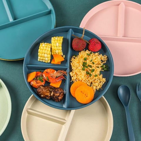 K Y KANGYUN blue wheat-straw plate ideal for outdoor meals.