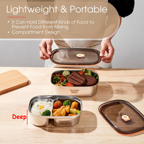 Kabbas bento box 1-2L dual compartment keeps flavors separate at lunch