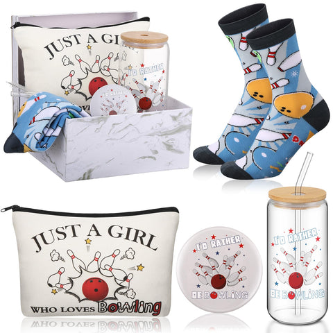 Kacctyen bowling glass cup 18 oz with lid, ideal for festive drinks during bowling nights.