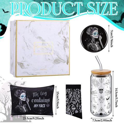 Kacctyen canvas makeup bag with witch motifs, ideal for cosmetics on the go