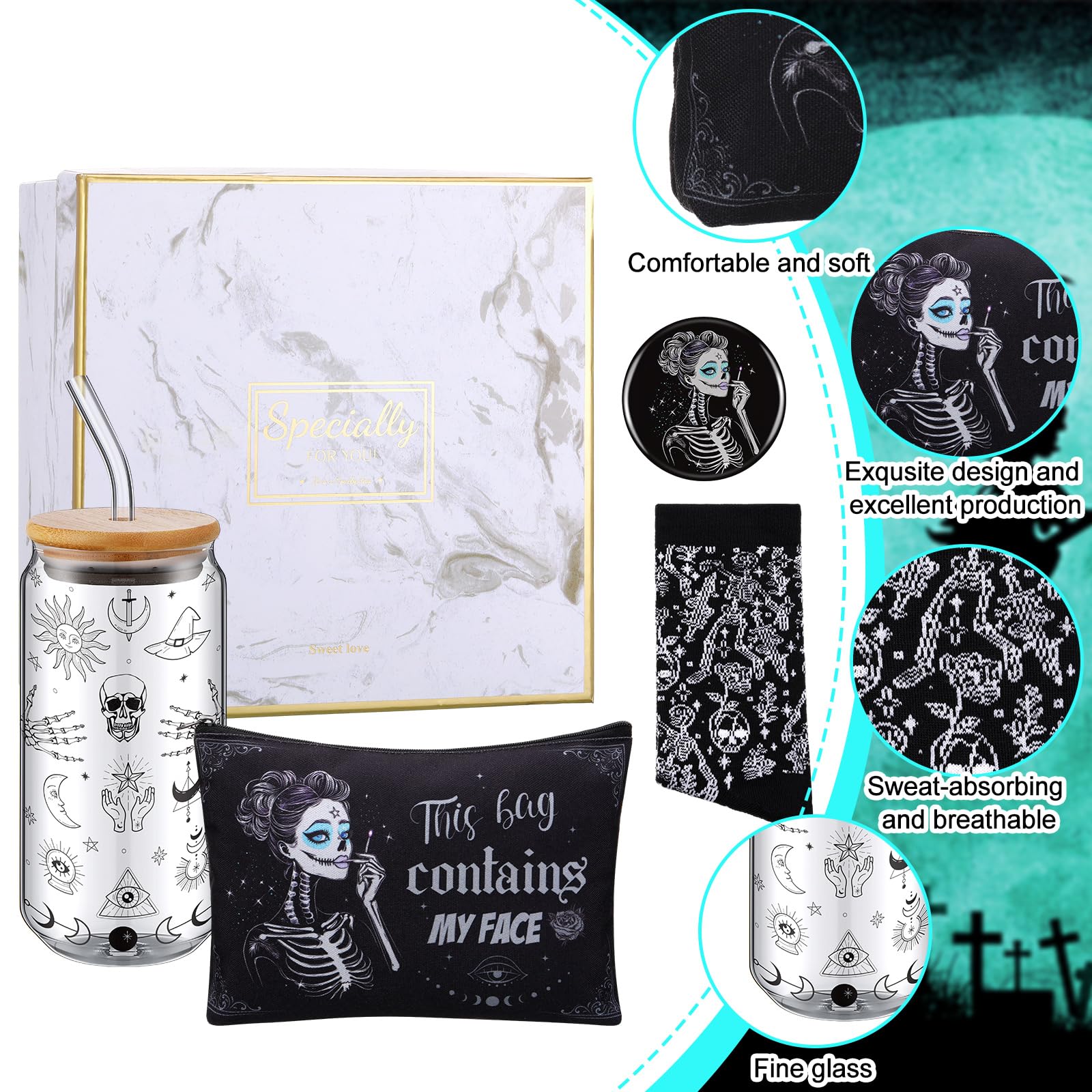 Kacctyen gothic pocket mirror, sturdy tin and glass for quick touch-ups