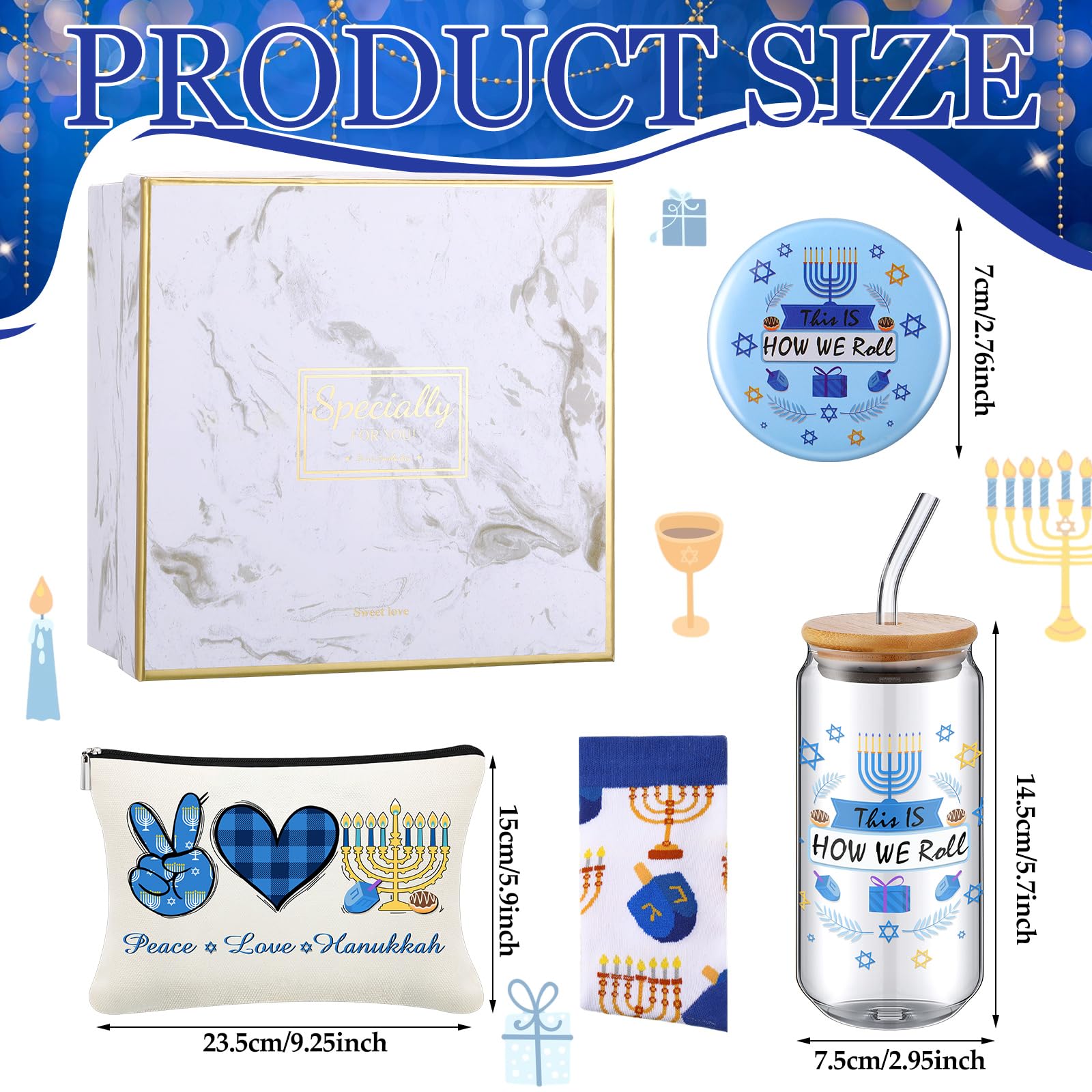 Kacctyen Hanukkah canvas makeup bag: durable and portable