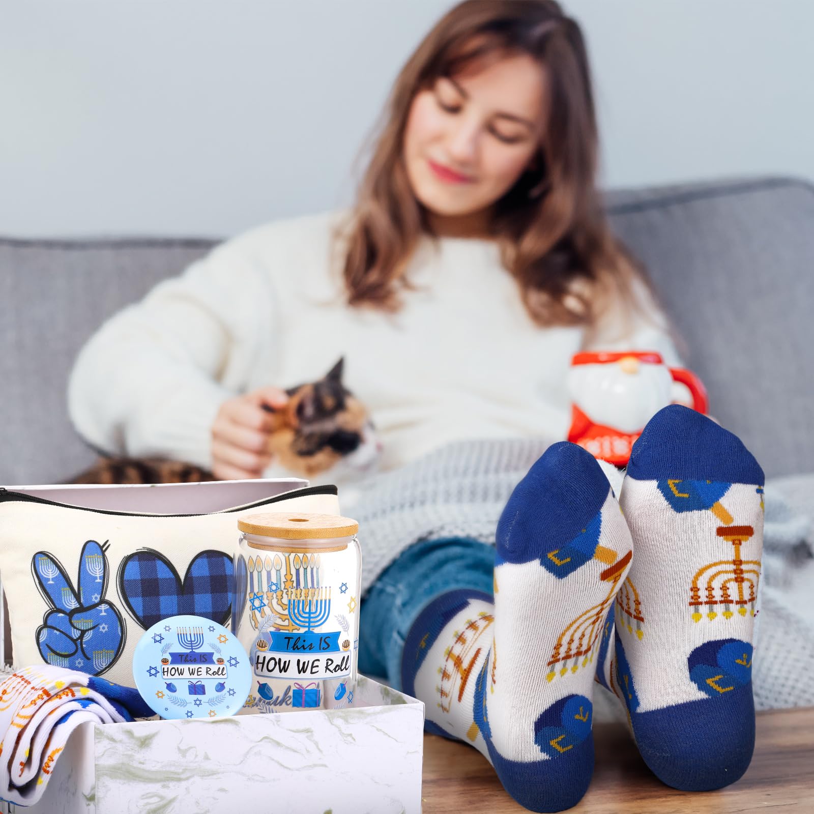 Kacctyen Hanukkah gift set display shows all items together