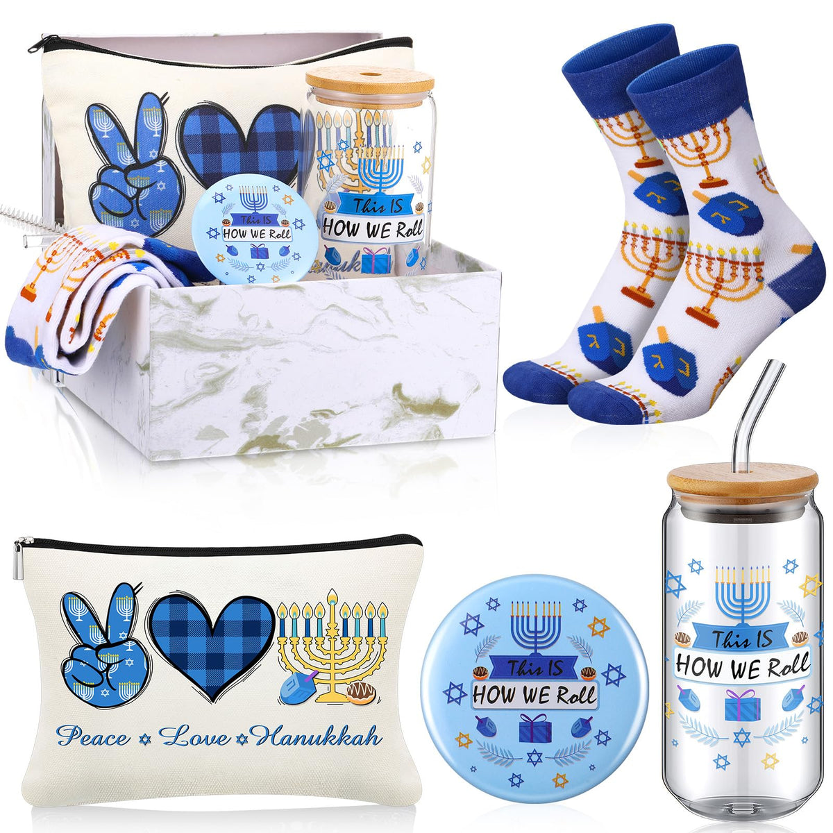 Kacctyen Hanukkah glass cup 18 oz for daily use with festive design