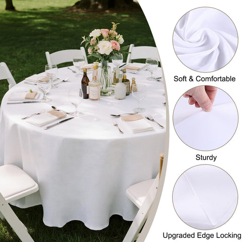 Kachanaa round tablecloth in wedding setup presenting wrinkle-free drape