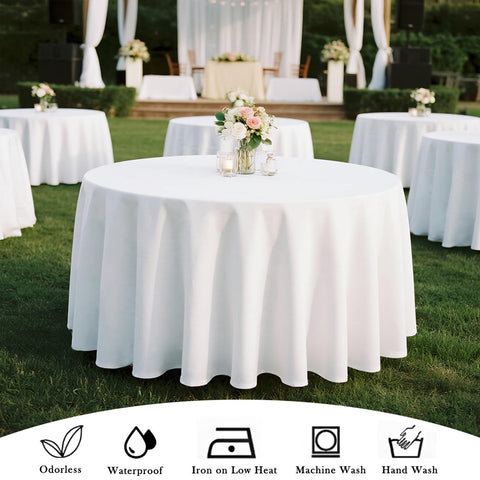 Kachanaa round tablecloth during outdoor party with easy-clean material in action