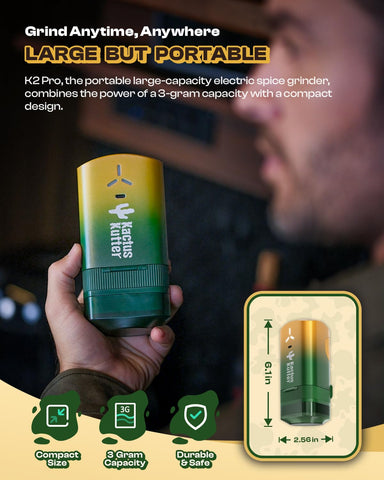 KACTUSKUTTER K2 Pro compact, portable grinder for small kitchens and backpacks.