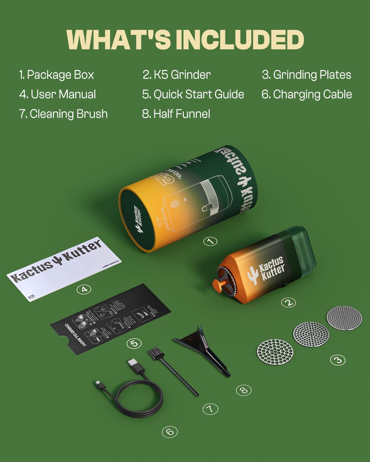 KACTUSKUTTER K5 grinder battery-powered portability for on-the-go cooking
