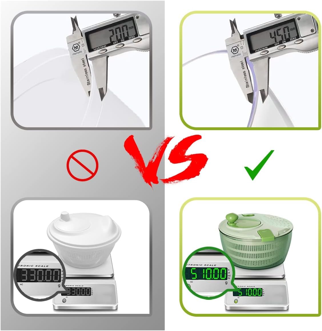KAEASOUS salad spinner 4.2L compact stackable lids for tidy storage