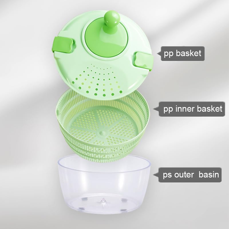 KAEASOUS salad spinner 4.2L with dual basket and bowl for multi-use prep