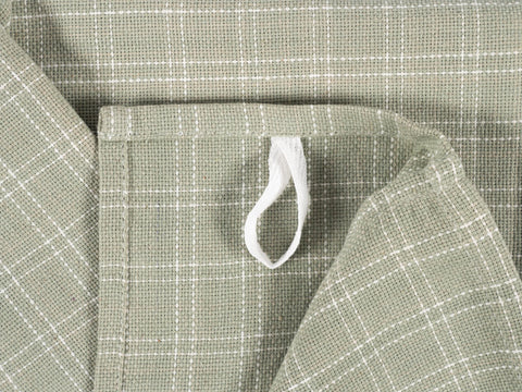 KAF Home Assorted Sage towels close-up, durable 100% cotton with fast-drying performance.