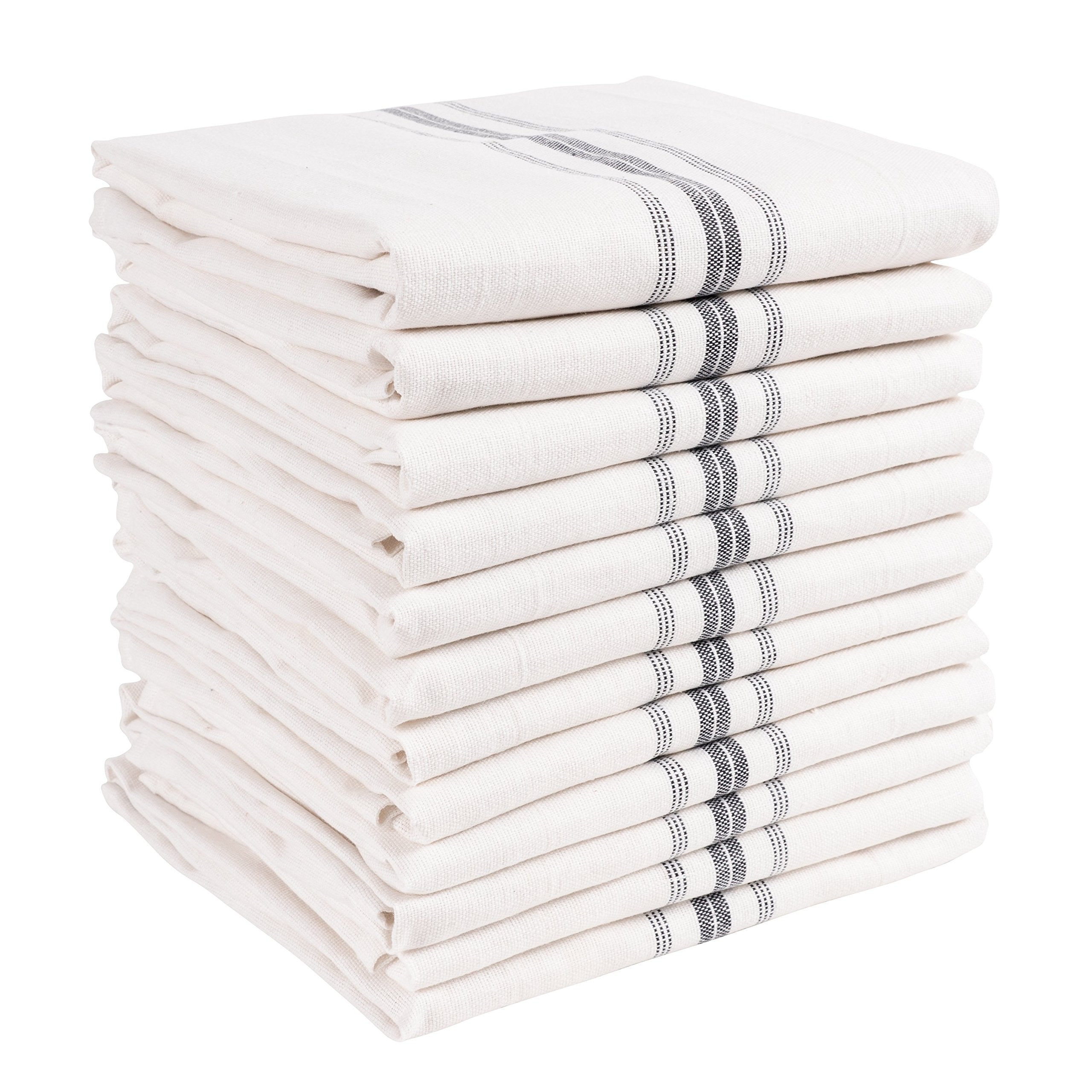 KAF Home Classic Farmhouse Stripe towels collection in charcoal for everyday kitchen use.