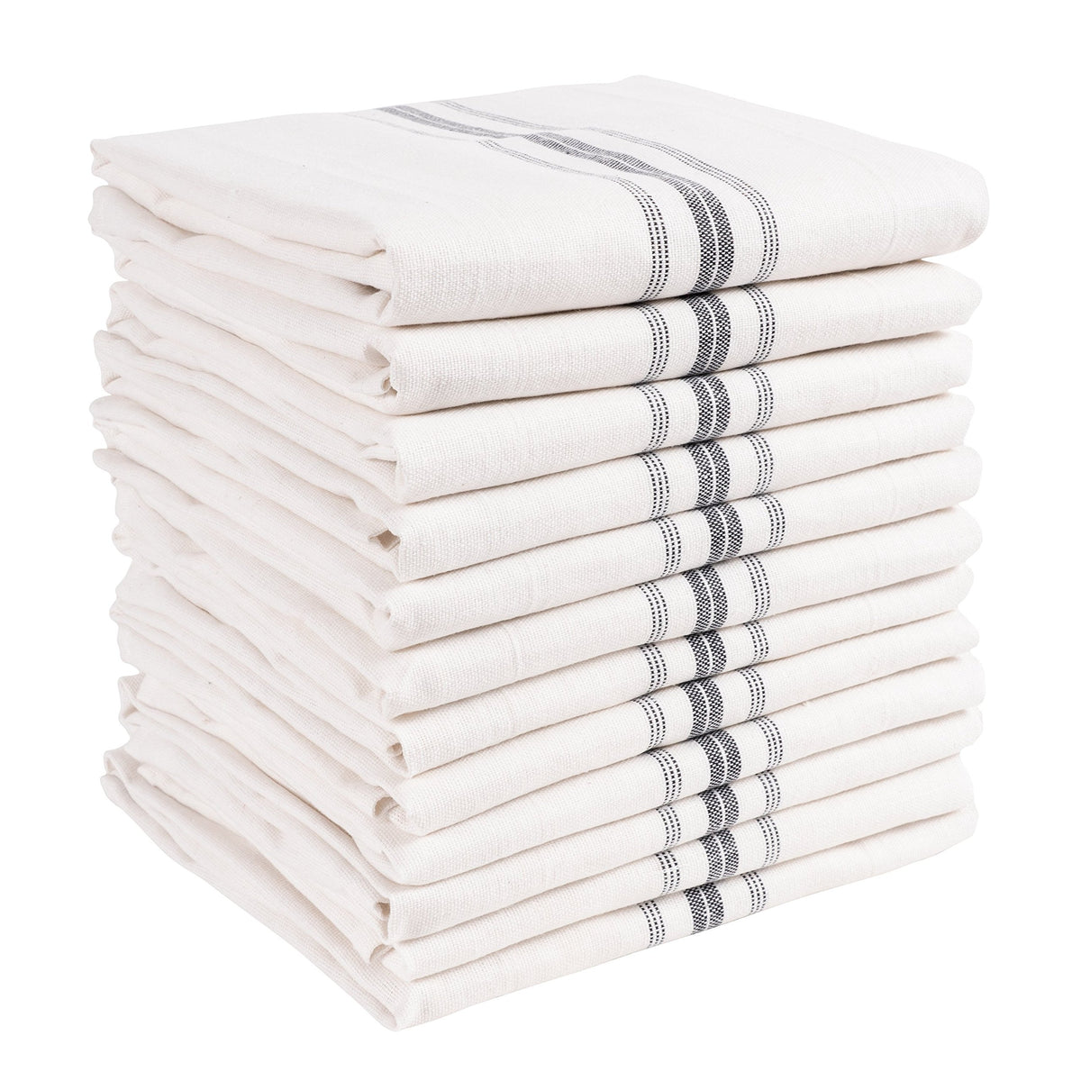KAF Home Classic Farmhouse Stripe towels collection in charcoal for everyday kitchen use.