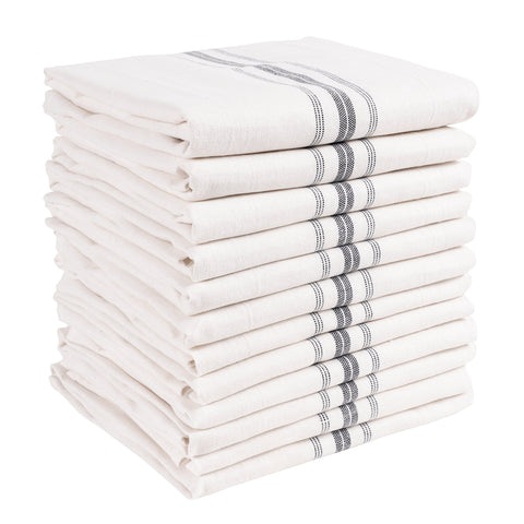 KAF Home Classic Farmhouse Stripe towels collection in charcoal for everyday kitchen use.