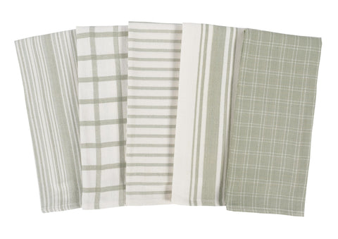 KAF Home Sage towels folded on counter, soft feel and practical drying for hands.