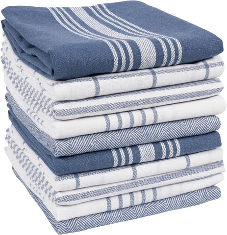 KAF Home Soho dish towel set blue-gray folded for easy pantry display