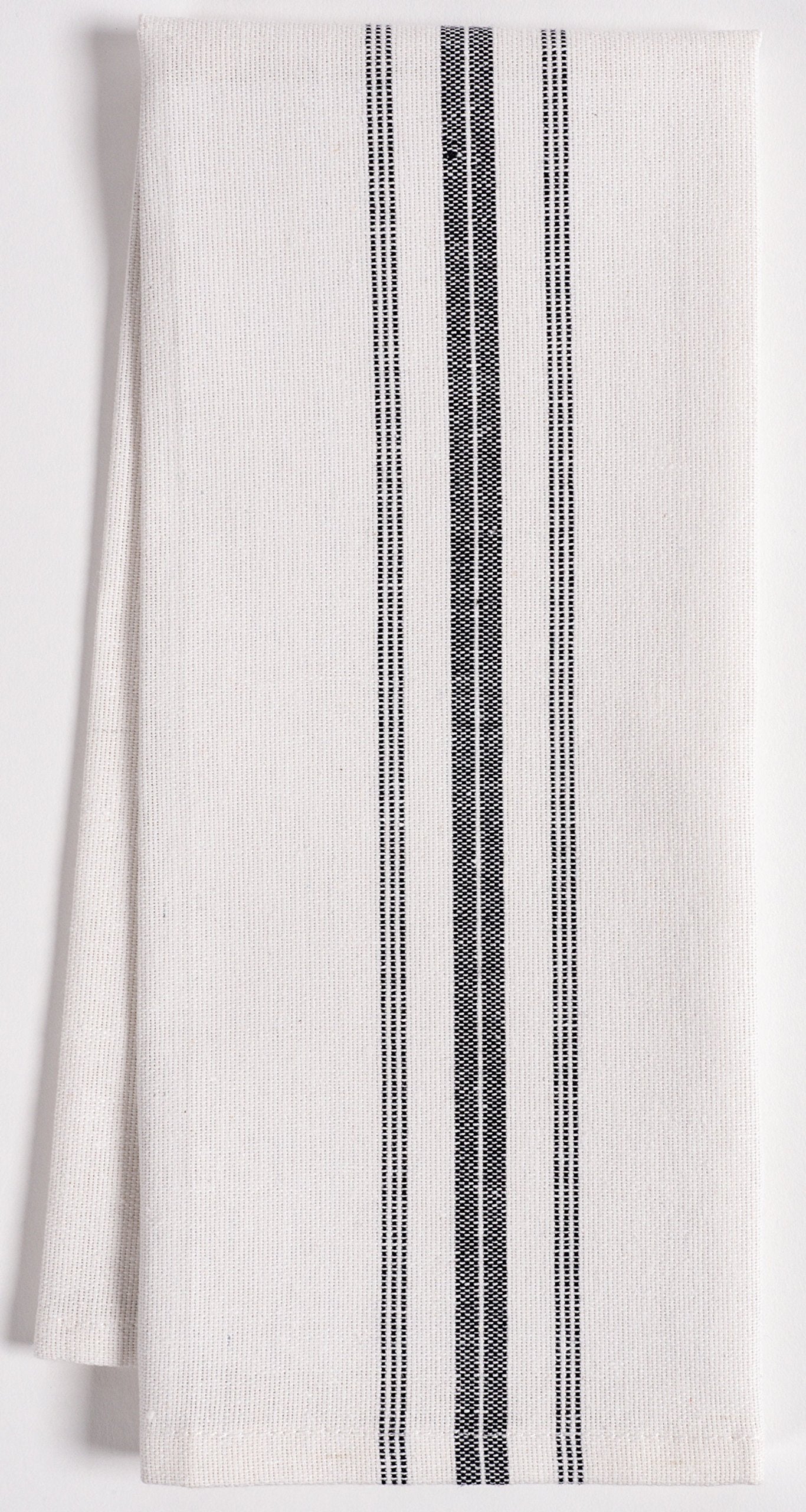 KAF Home stack of charcoal stripe towels ready for daily drying and dishwork.