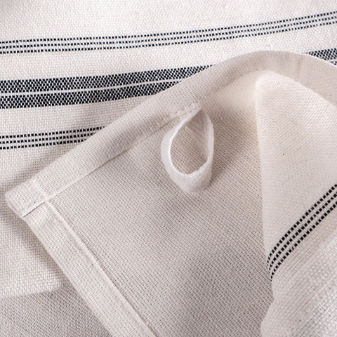 KAF Home charcoal-striped towel on countertop ready for everyday wipe-ups.