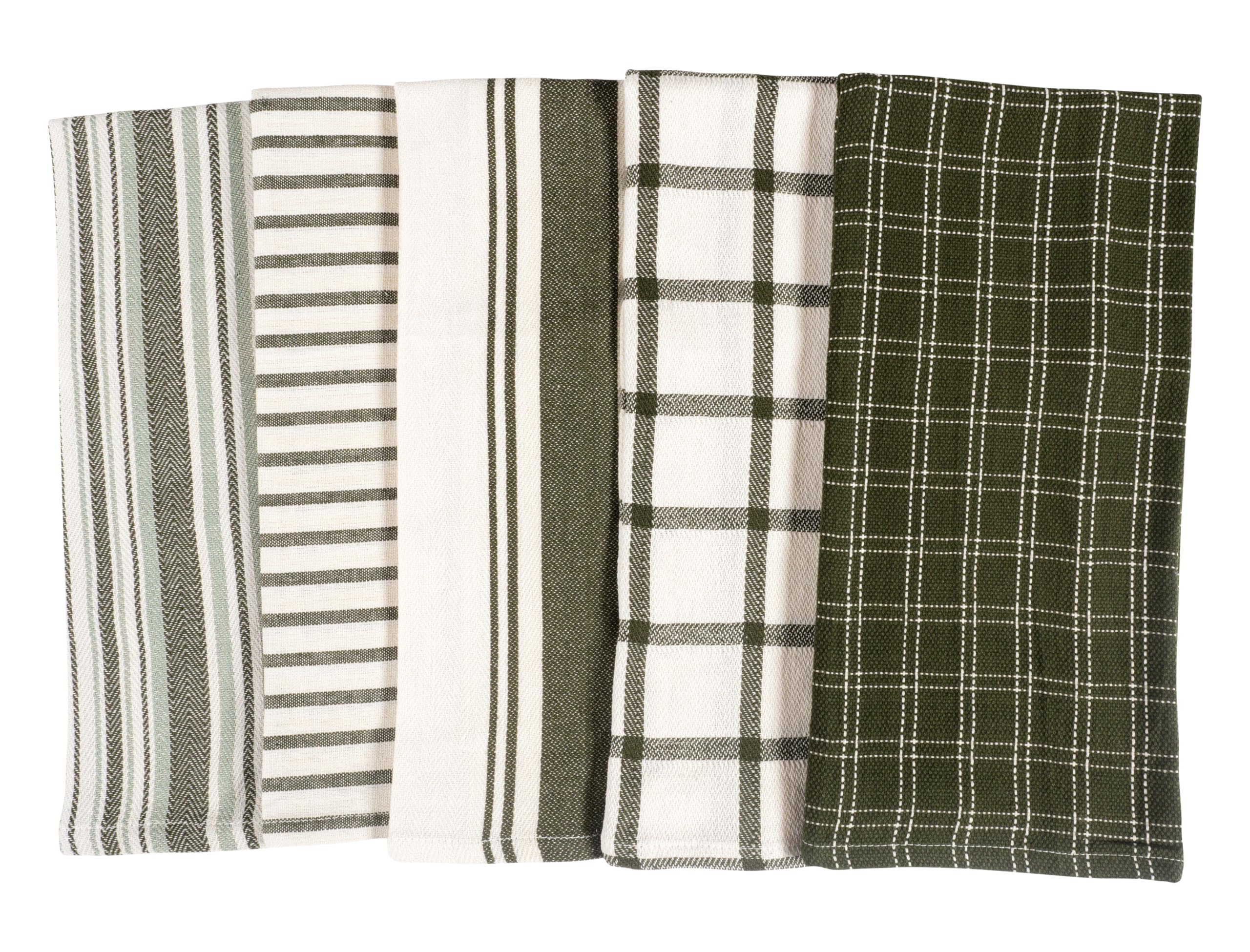 KAF Home ultra absorbent dish towels closeup olive, perfect for drying dishes and wiping counters.