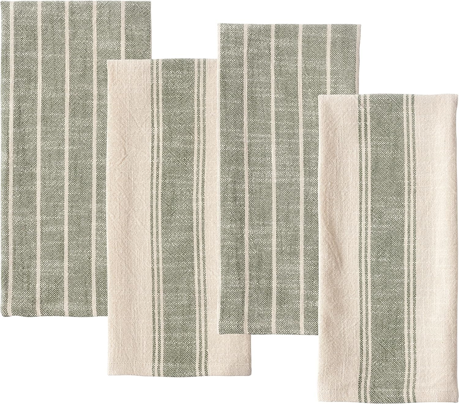 KAF Home olive slubbed kitchen towel close-up, showing absorbent cotton texture for quick drying.