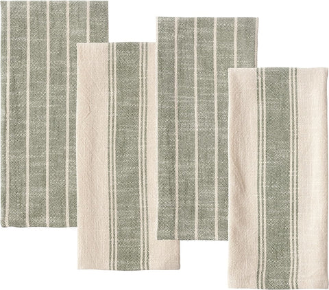 KAF Home olive slubbed kitchen towel close-up, showing absorbent cotton texture for quick drying.