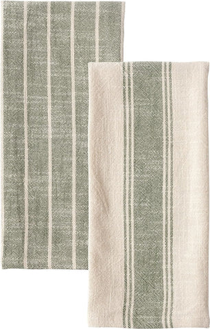 KAF Home olive slubbed kitchen towel soft weave for cozy kitchen feel.