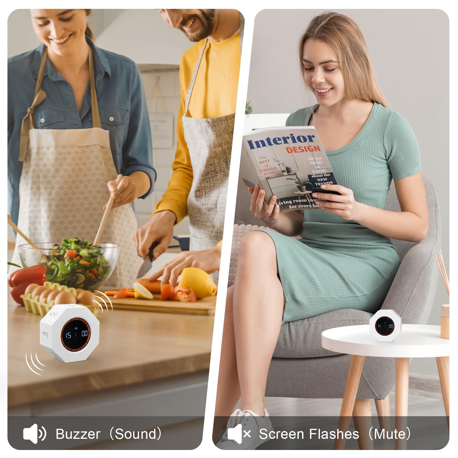 Kaflin compact kitchen timer in pearl white for small spaces.