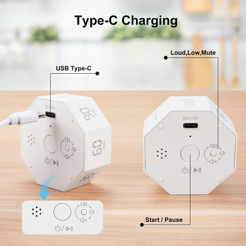 Kaflin Type-C charging timer for long-lasting power.