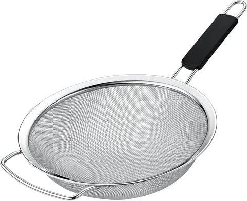KAFOOR 10-inch fine mesh strainer with heat-resistant handle for easy, safe straining