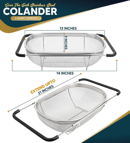 KAFOOR extendable soft-grip handles adjust to sink sizes from 14 to 21 inches.