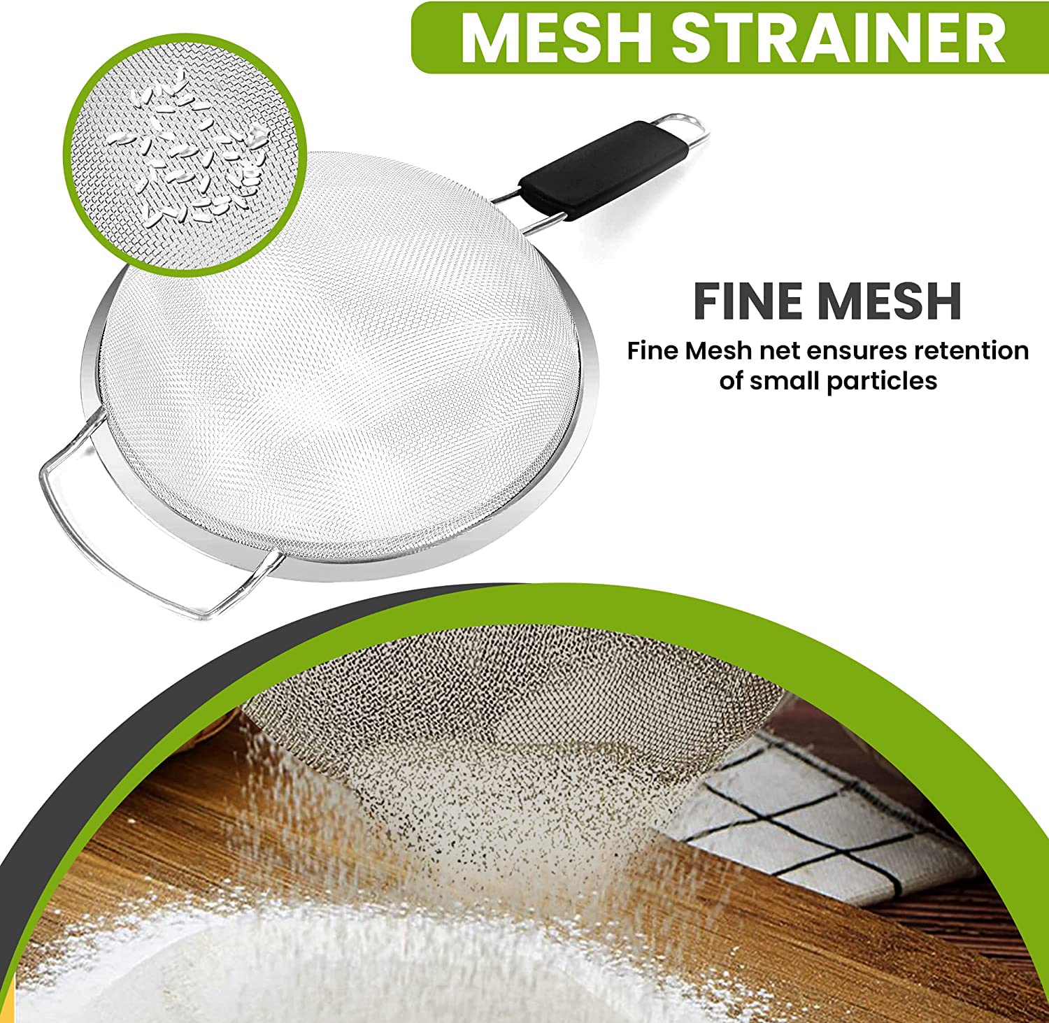 KAFOOR durable 10-inch strainer for versatile kitchen use and storage