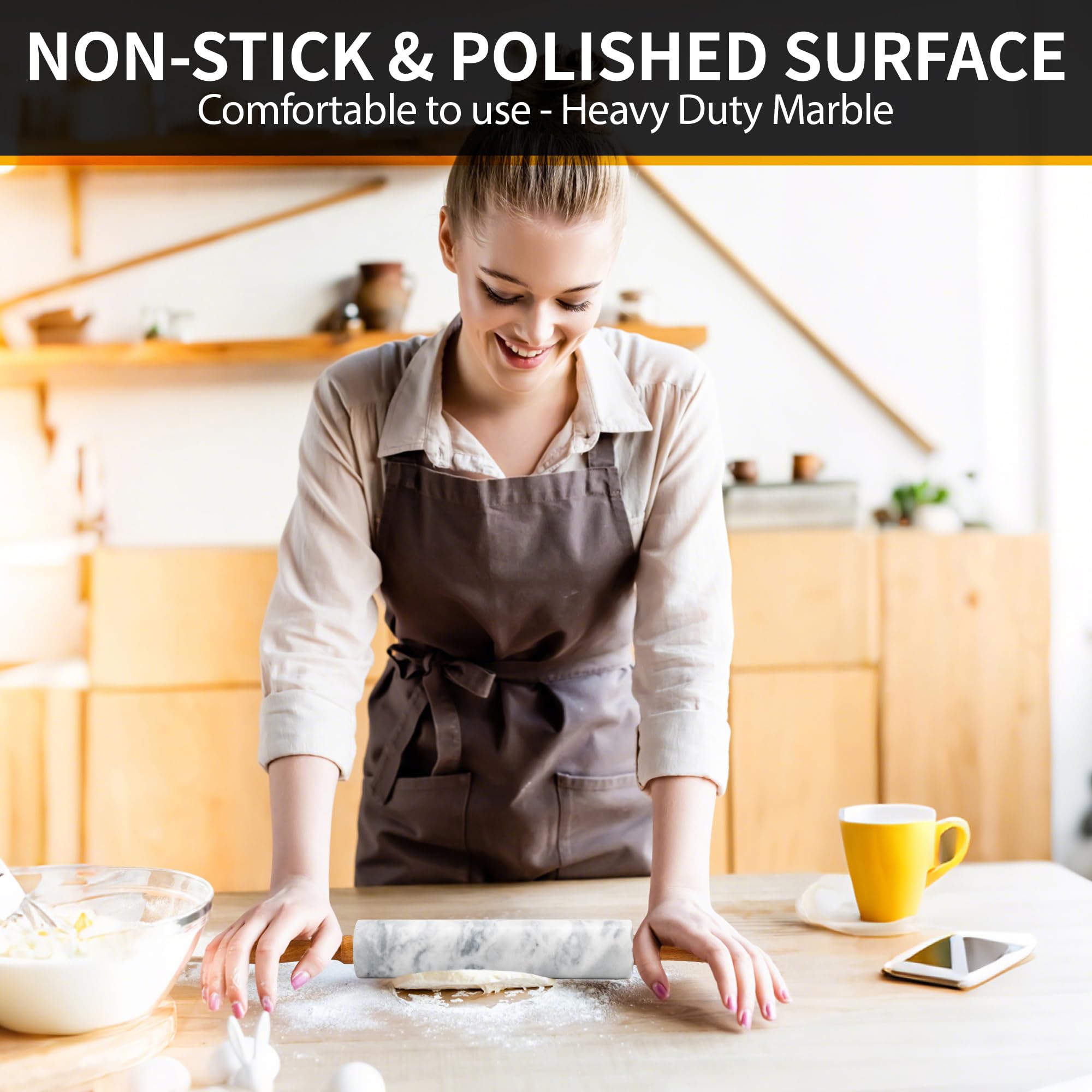 KAFOOR marble rolling pin pie crust results with steady pressure.