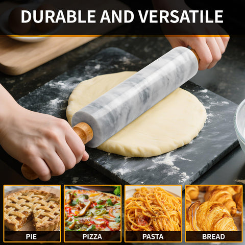 KAFOOR marble rolling pin compact storage on the cradle.