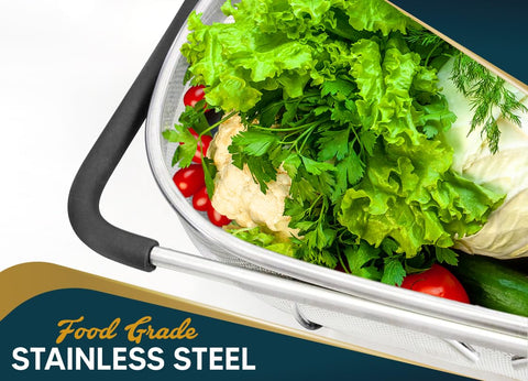 KAFOOR multipurpose strainer ideal for rinsing produce and drying ingredients.