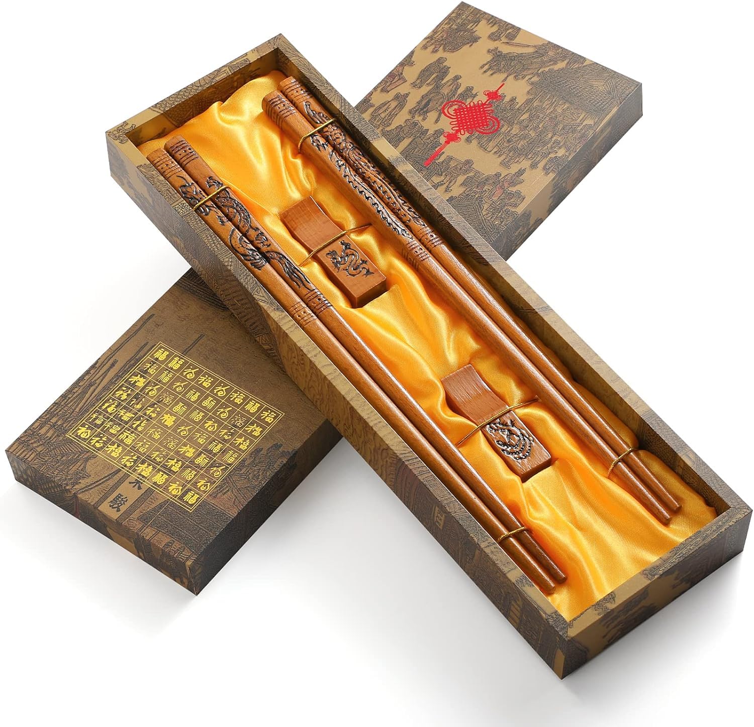 KAHACIYO chopsticks with dragon-phoenix head carving for elegant grip and style during meals