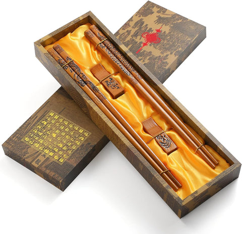 KAHACIYO chopsticks with dragon-phoenix head carving for elegant grip and style during meals