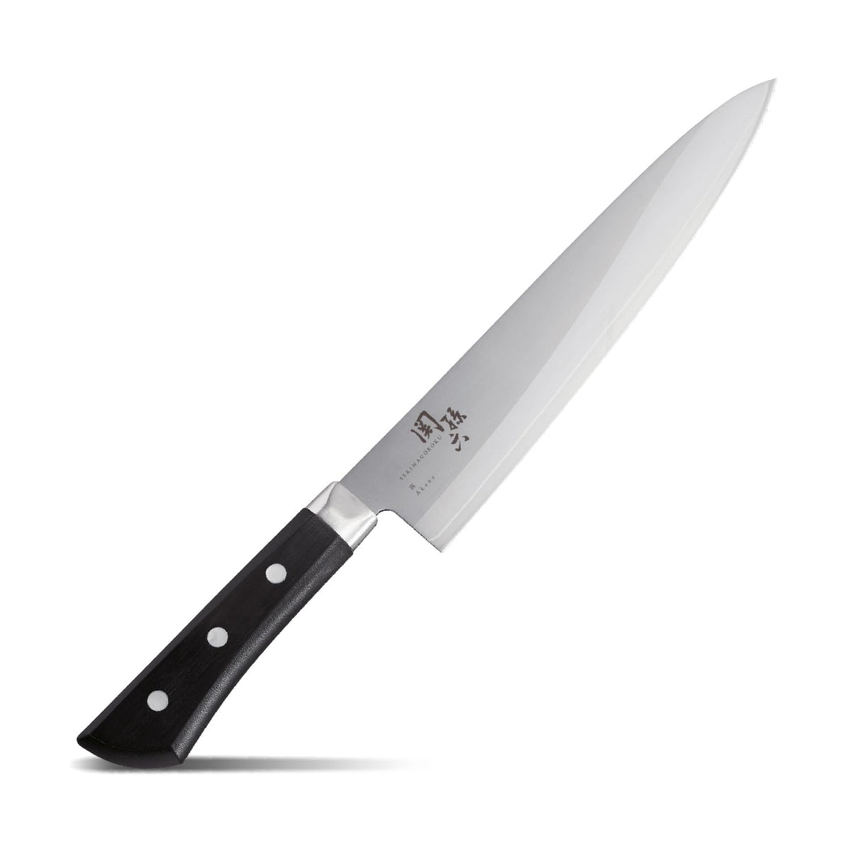 Kai KAI AE2908 Gyuto blade close-up highlights sharp edge for precise slicing.