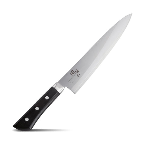 Kai KAI AE2908 Gyuto blade close-up highlights sharp edge for precise slicing.