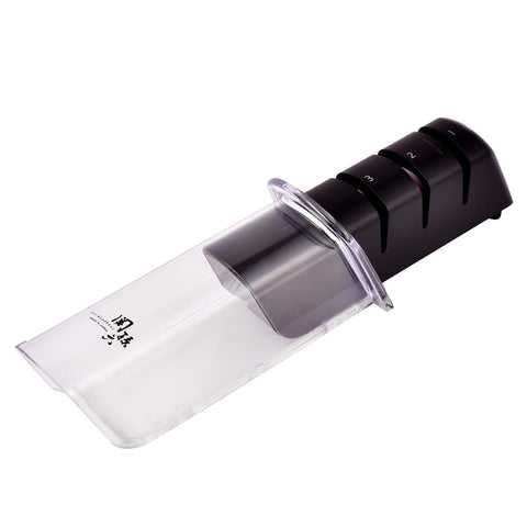 Kai Seki Magoroku sharpener front view with diamond and ceramic stones for edge refresh