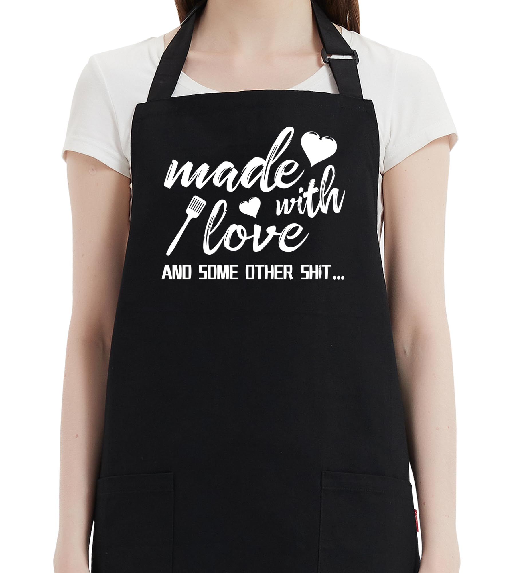 Kaidouma Funny Apron for Women front view offering full coverage while cooking