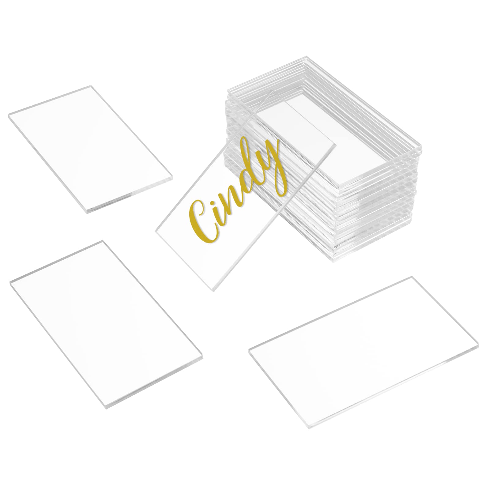 KAITELA clear acrylic place card, 3.5x2 inches, 1/8 inch thick, durable and reusable.