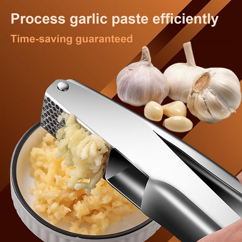 KAITION garlic press crushing chamber close-up emphasizes extended chamber for efficient flavor extraction.